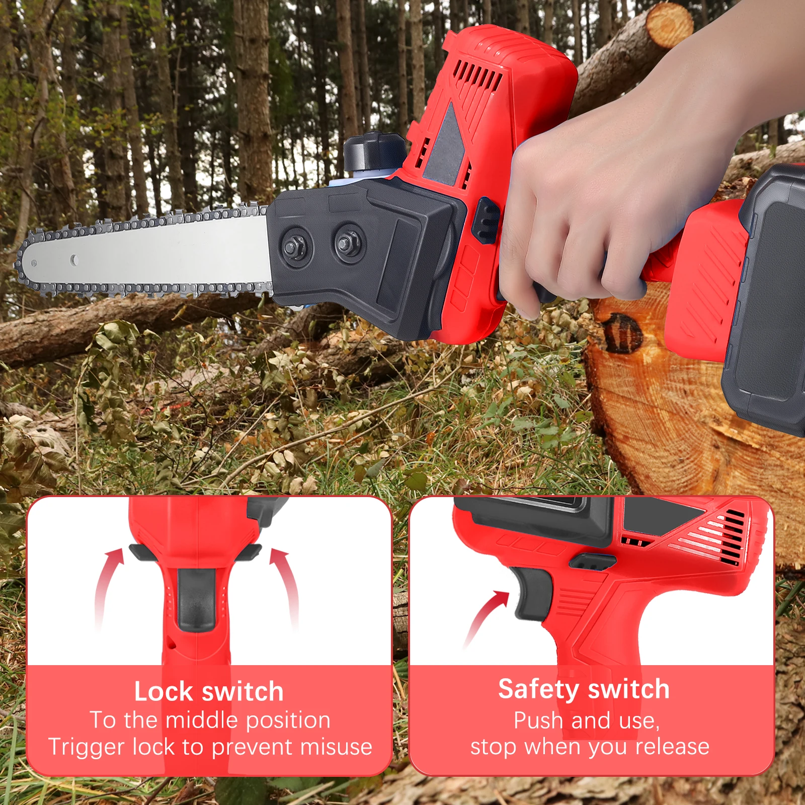 

Mini Electric Branch Saw Electrical Pruning Chain Saws Cordless Pruning Chainsaw for Garden Woodworking Cutting Tree Wood