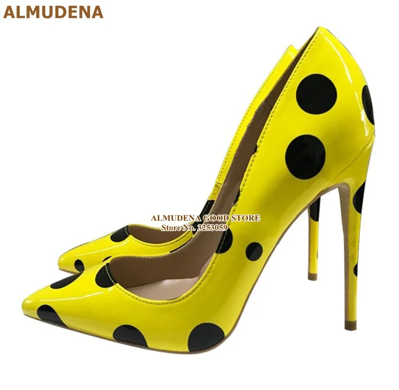 Туфли-лодочки на высоком каблуке 12 см с заостренным носком белые красные желтые в