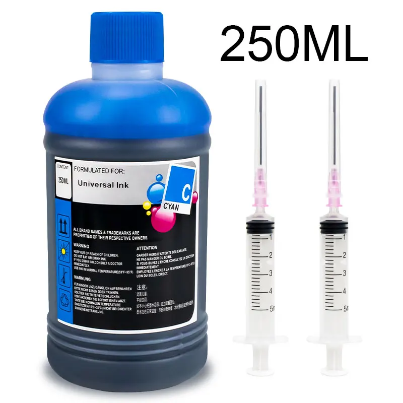 Черные универсальные чернила для принтера HP 250 301 302 304 21 305 Epson L100 L200 L392 Canon PG545 350 |