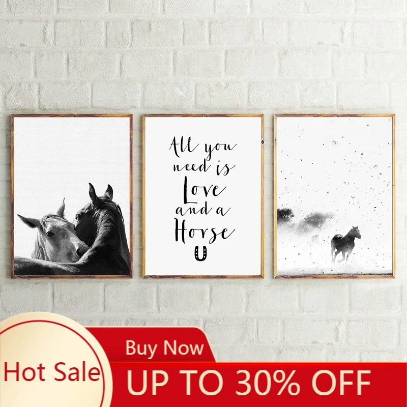 

Horse Art Decor Canvas Printing Prints and Poster Black and White Animal Horse Nordic Home Modern Wall Art Decoration