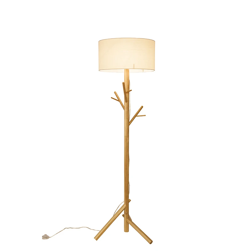 Скандинавская простая деревянная Напольная Лампа для гостиной дивана виллы