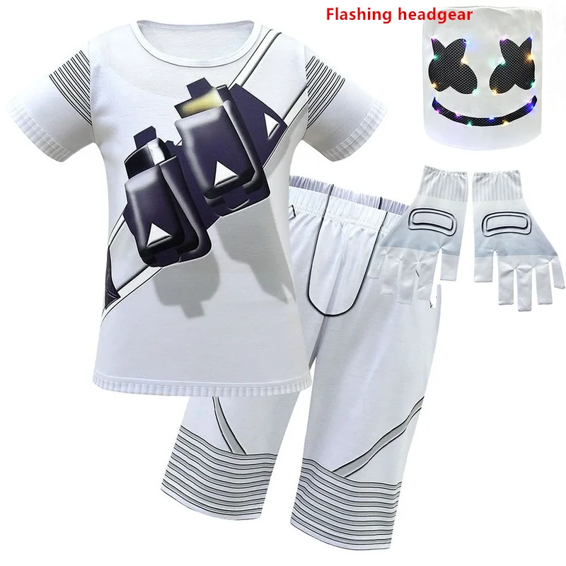 Летний новый комплект детской одежды DJ Marshmello костюмы на Хэллоуин для мальчиков