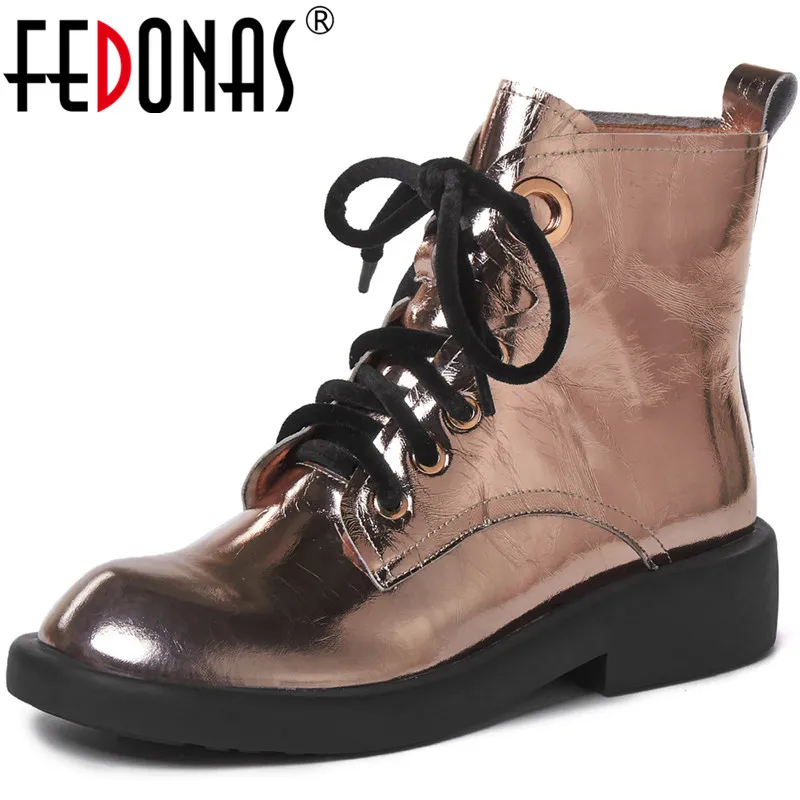 Женские ботинки на толстых каблуках FEDONAS зеленые элегантные из натуральной кожи