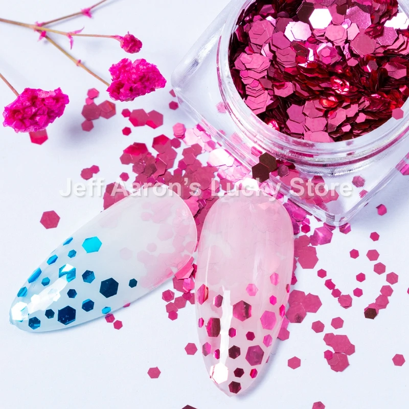 1 горшок поддельные ногти аксессуары шестигранные голографические блестящие