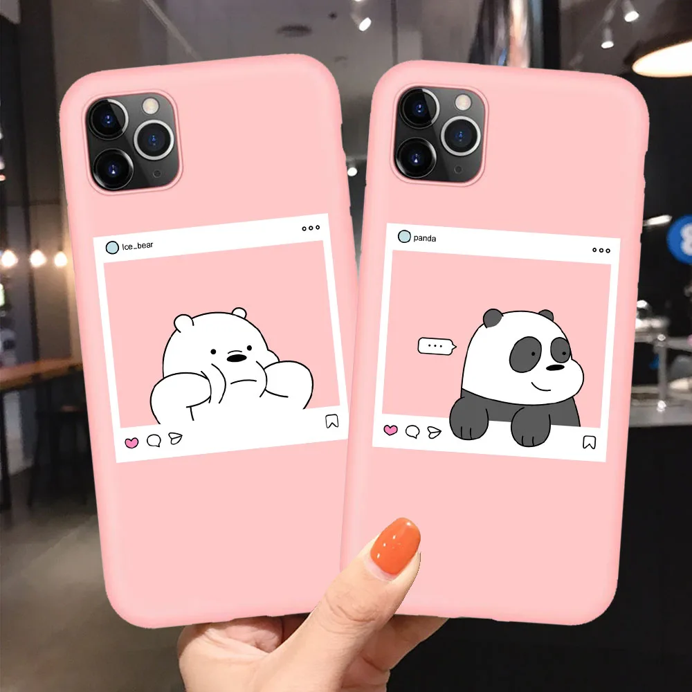 Матовый чехол для телефона iPhone 11 Pro Max X XS XR Xs Забавный мультяшный медведь мягкий