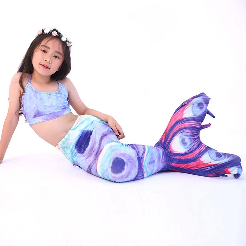 

Mermaid Costume Swimsuit Kids Swimmable Mermaid Tail for Girls Swimming Bating Suit 3Pcs