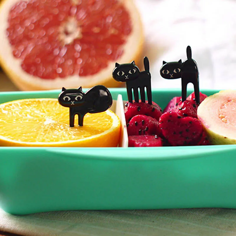 

6pcs Mini Fruit Forks Lunches Toothpick Party Decor Snack Supplies Cute Cartoon PP Plastic for Children Multi Purpose