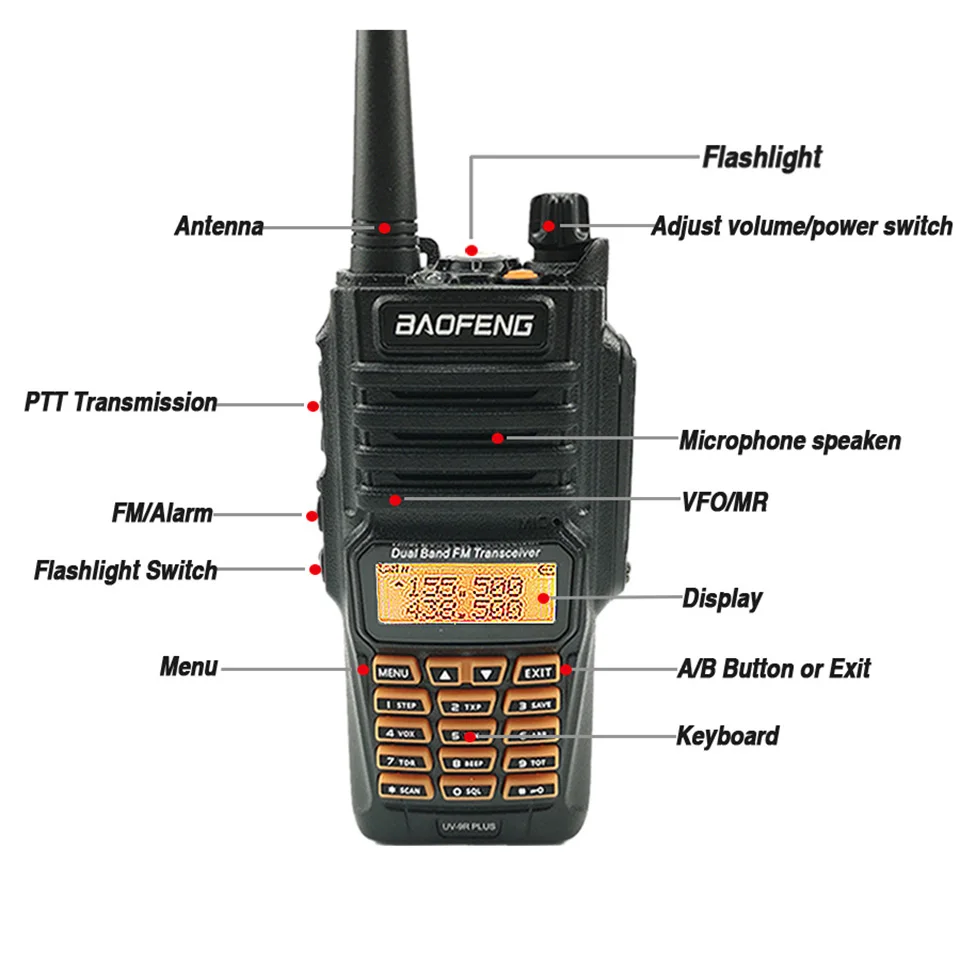2PCS New 100%original Baofeng UV-9R Plus IP67 WaterproofRadio Walkie Talkie 8W UHF&VHF 128CH 2800mAh Walkie Talkie Radio Station
