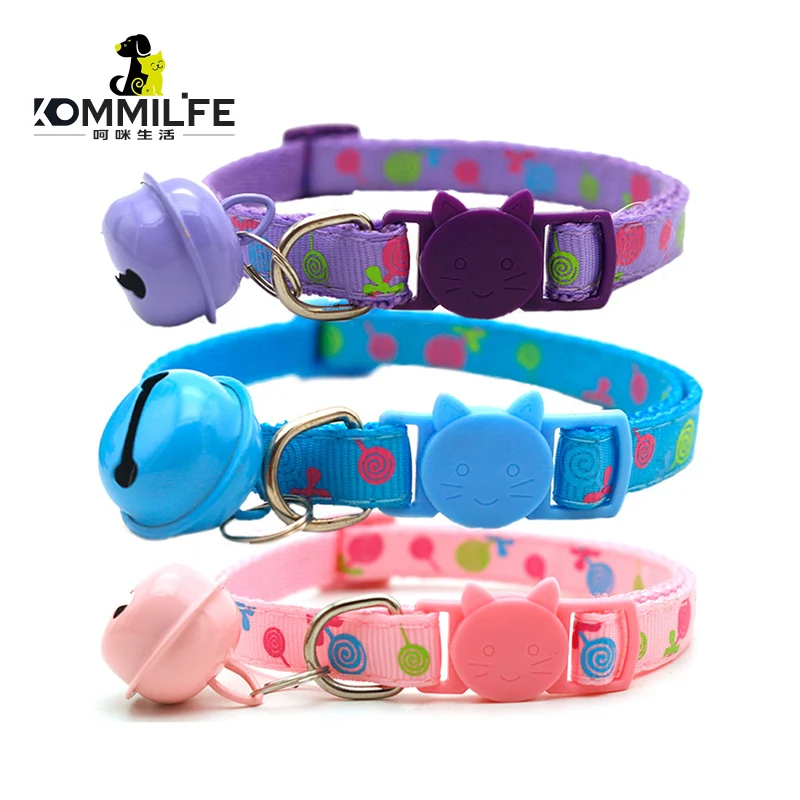 

KOMMILFE Printing Cat Collar With Bell Adjustable Pet Collar Necklace For Cats 19-32cm Length Pet Collar Small Dogs Puppy Collar
