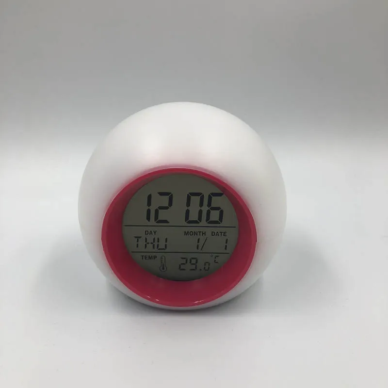 Красный Child birthday present Creative round colorful alarm Warm clock Color night light alarm clock Bedside children alarm clock - Цвет: Красный
