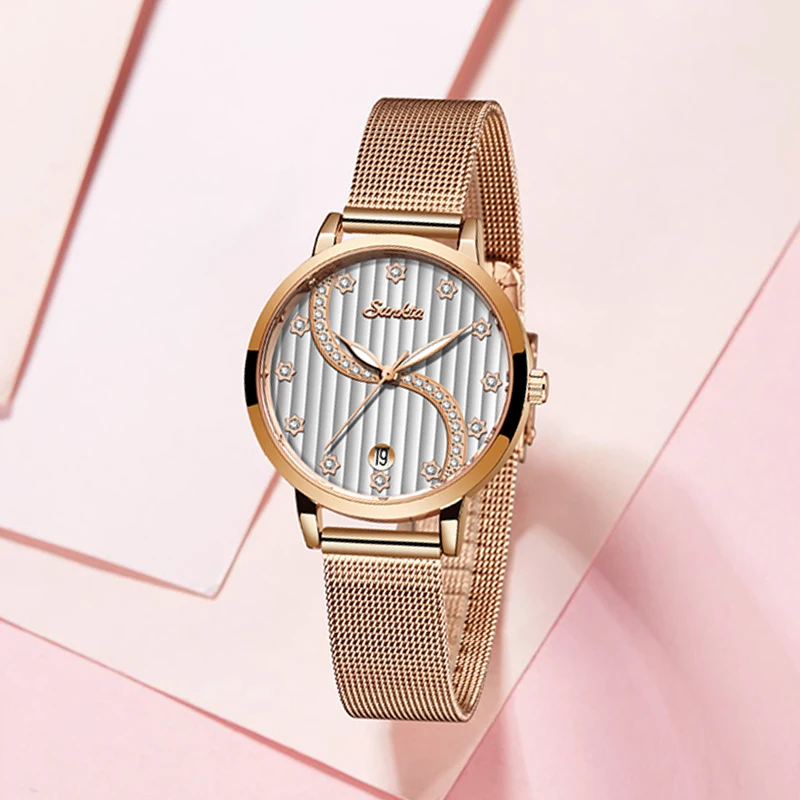 Montre Femme New SUNKTA Women Watches Luxury Brand Mesh belt Ladies Quartz Sport Wrist Watch Relogio Feminino+Box | Наручные часы