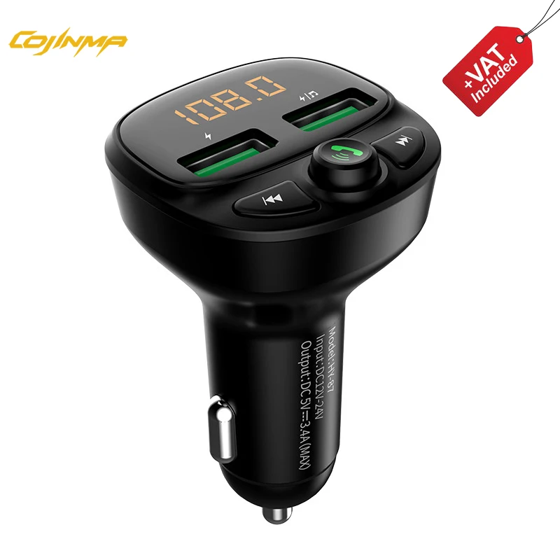 

Car Mp3 Player Bluetooth 5.0 FM Transmitter Wireless Radio Adapter Car Kit with Dual USB Charging Support TF Card & USB Disk