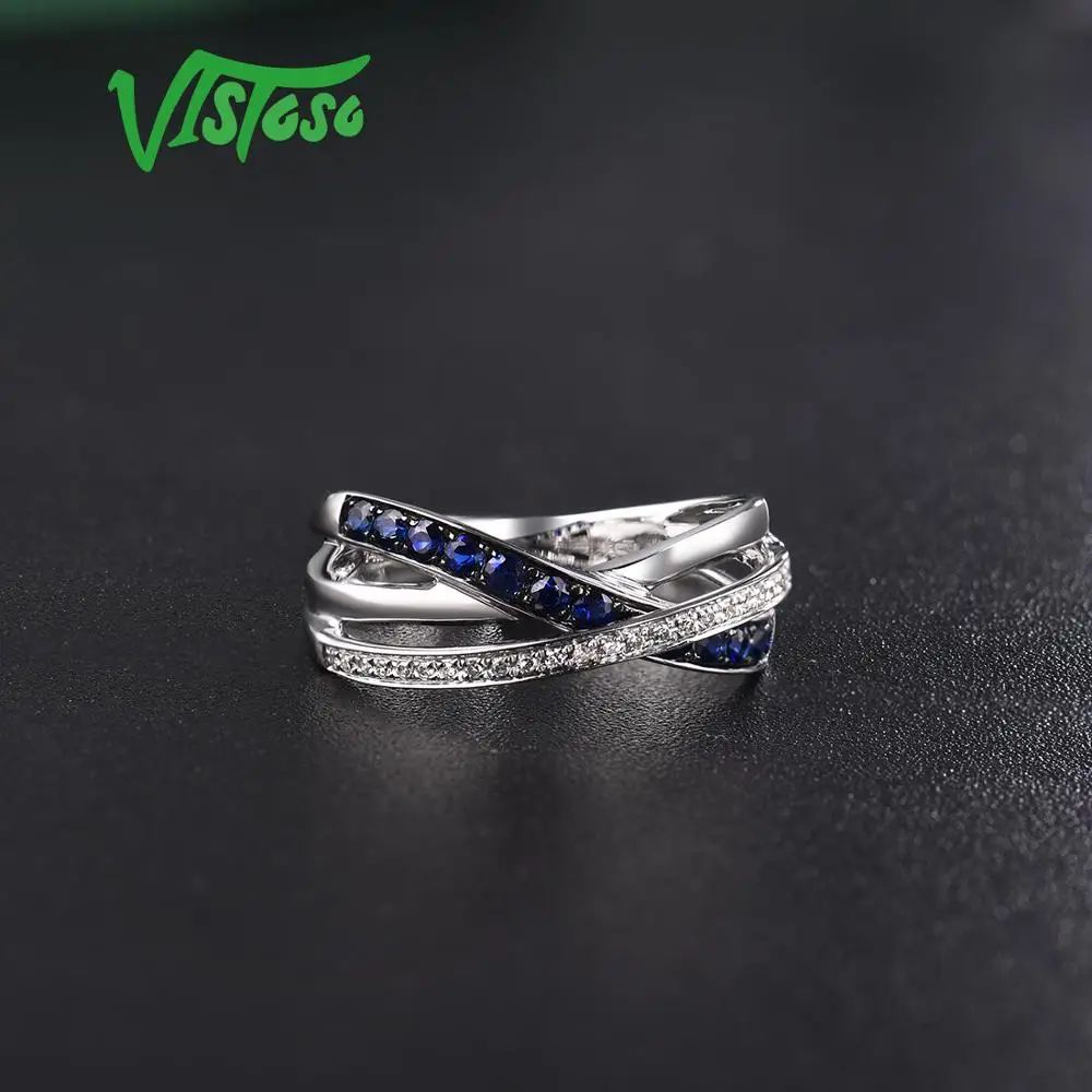 Женское золотое кольцо с бриллиантами VISTOSO из белого золота 14 к 585 пробы со