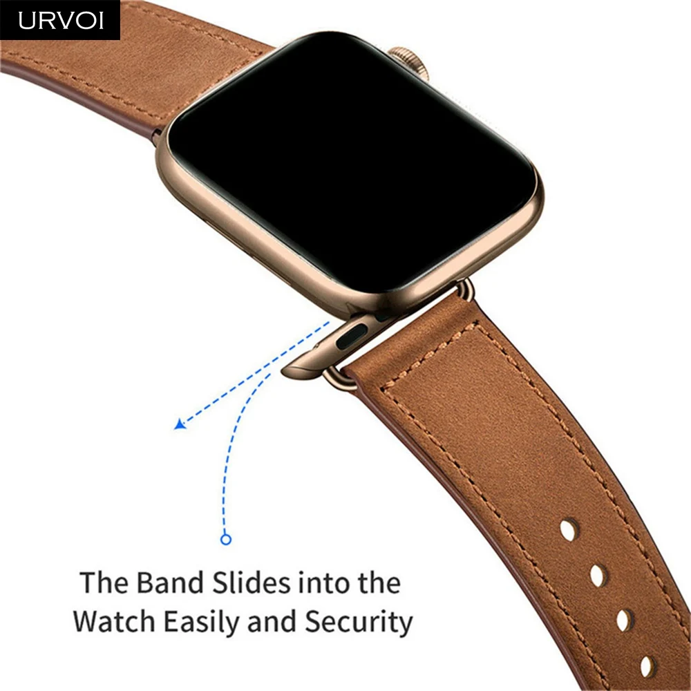 Ремешок URVOI для apple watch series 7 6 5 4 3 SE спортивный браслет из натуральной кожи Swift iWatch