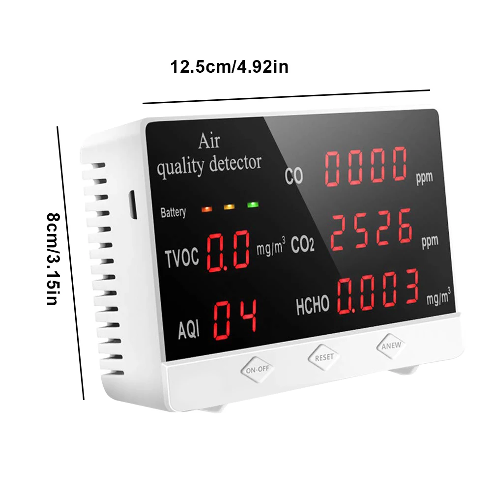 

Multi-Function Digital Display Indoor/Outdoor CO CO2 HCHO TVOC Detector Co2 Meter High Accuracy Air Quality Monitor Gas Detector