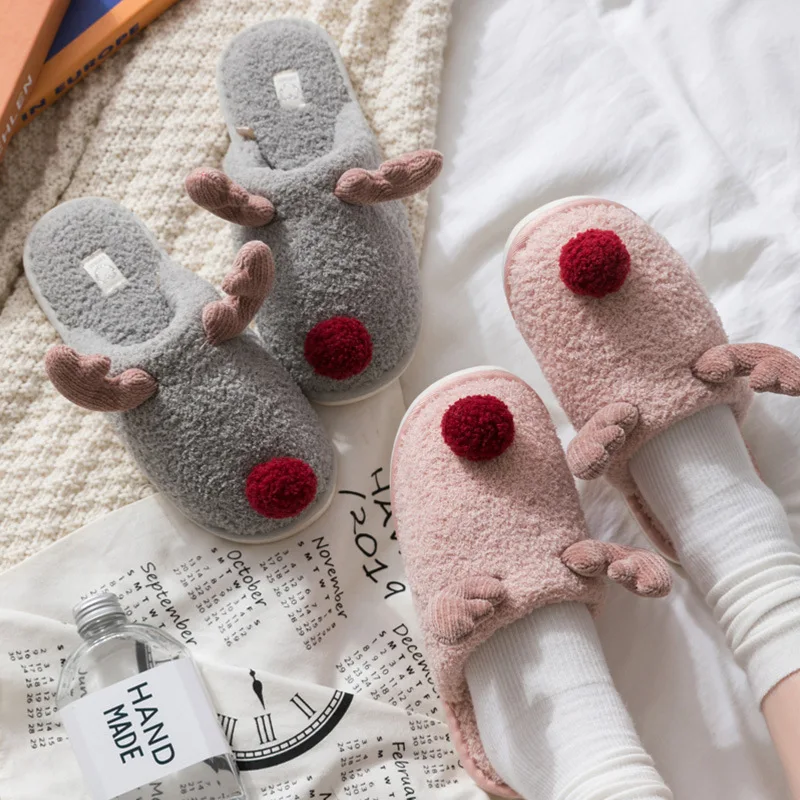 

Fashion Winter Shoes Women Slippers Short Plush Soft Indoor Man Comfy For Male Big Size Memory Foam Non-Slip High Quality