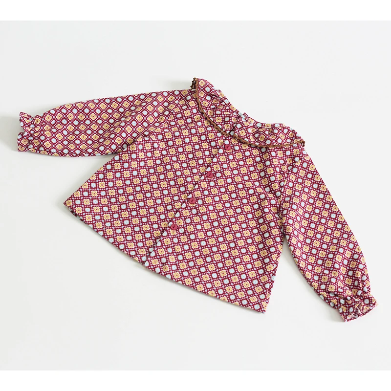 

1-4Yrs Children Girls Tops Ruffle Shirt Brand Baby Girl Clothes 2019 Autumn New Design Girls Cotton Tops Floral Print T Shirt