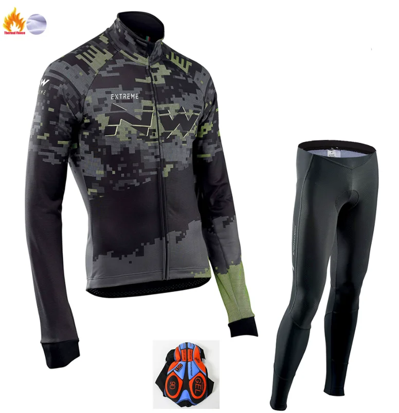 Winter Cycling Suit Ropa ciclismo теплый зима Термальность флис велосипедная одежда Для Мужчин's Велоспорт Джерси костюм для прогулок верховой езды на велосипеде, MTB Костюмы комбинезон, комплект - Цвет: Winter Cycling Suit