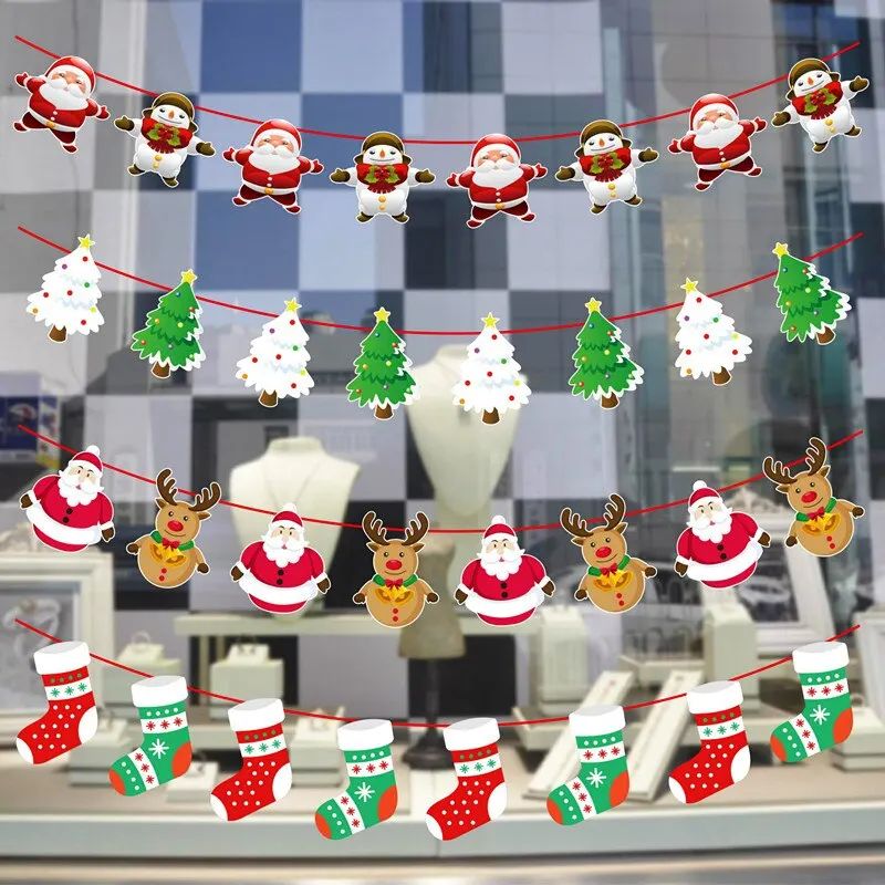 

3 м гирлянда, рождественские баннеры, баннер Санта-Клаус, снеговик, лось, флаг, Рождественские елки, баннеры, декор 2022, Рождественский Декор д...