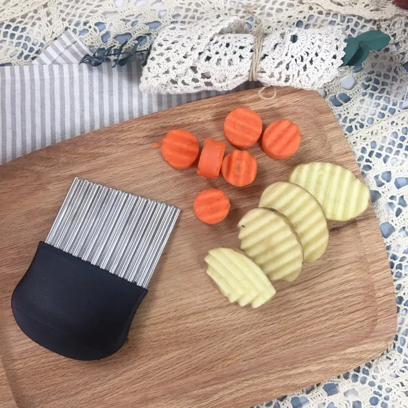 Stainless Steel Potato Chip Slicer Dough Vegetable Fruit Crinkle Wavy Knife Cutter Chopper French Fry Maker WB 054 | Дом и сад