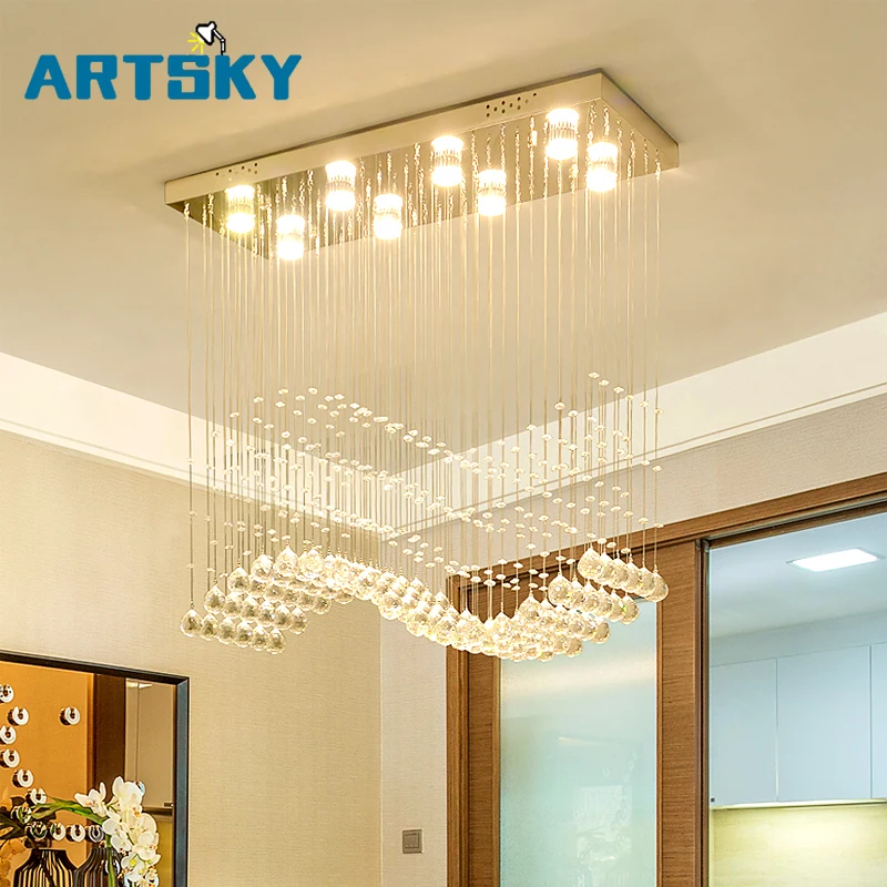 Современная люстра Хрустальная для украшения гостиной Серебряный абажур GU10 База