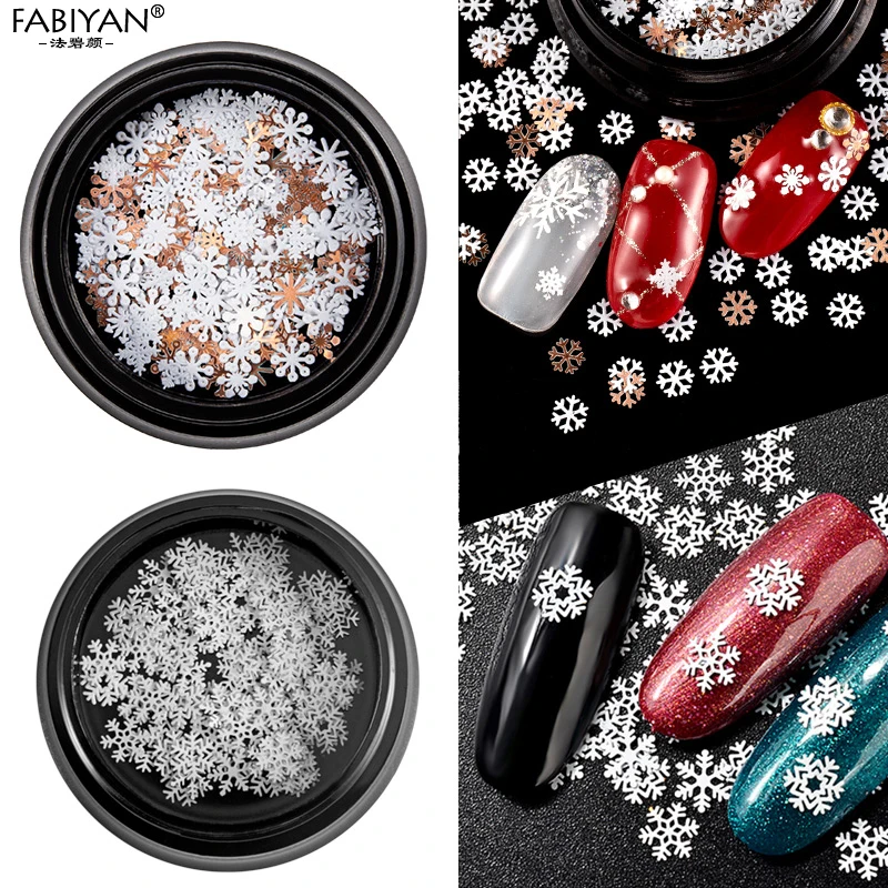 3/9 стильный дизайн ногтей Снежинка Белый Блестящий ломтик аксессуары DIY 3D Типсы