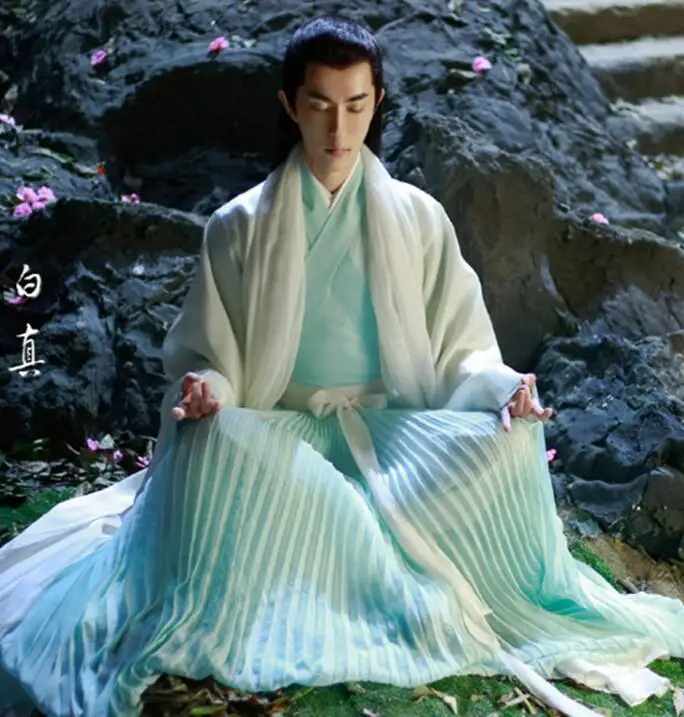 Летний мужской древний костюм 2020 Китайский народный танцевальный для взрослых