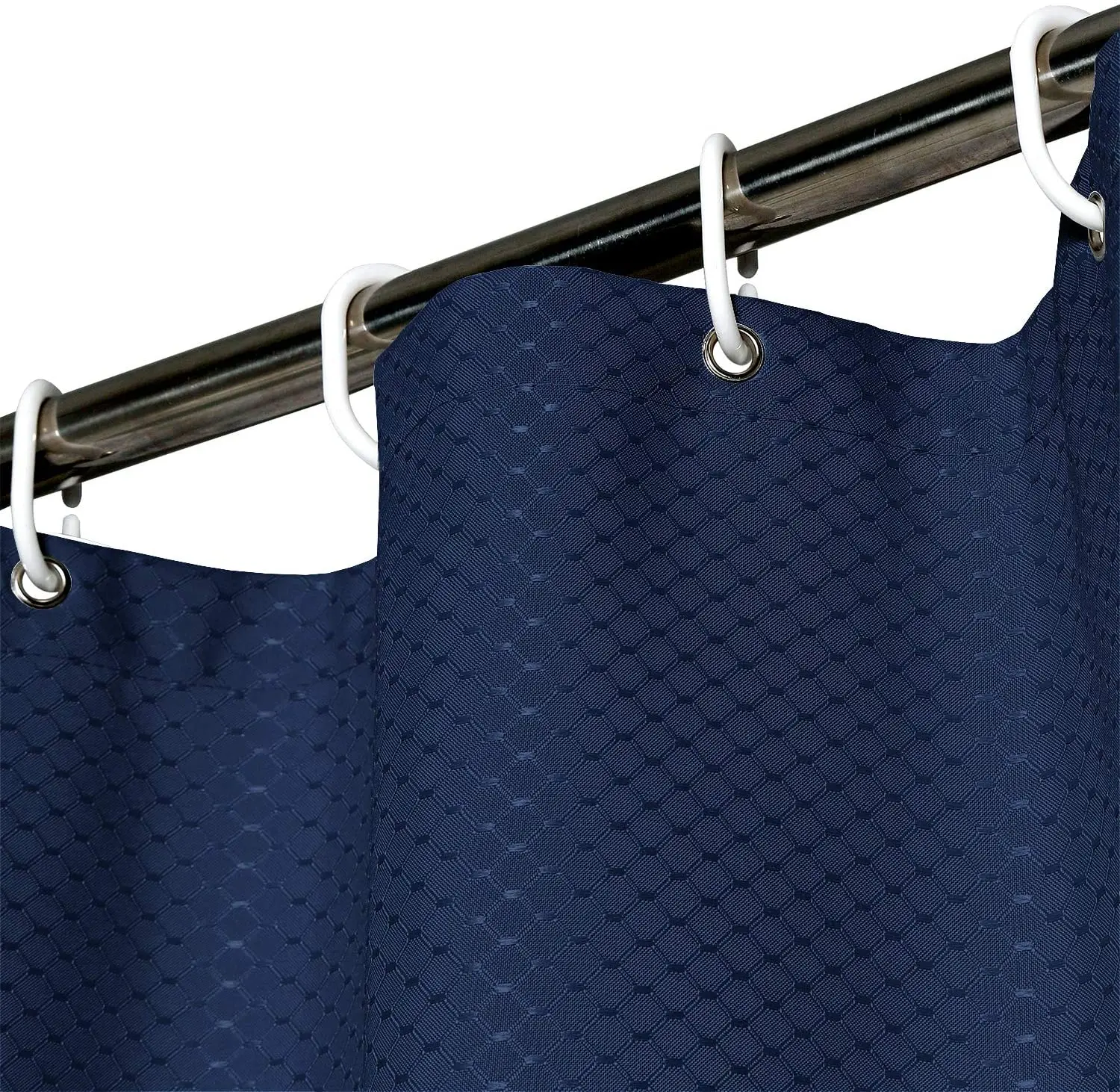 UFRIDAY New 100% Fabric Shower Curtain Waterproof Bathroom with Hooks Blue Waffle Weave Patttern Bath Heavy Duty | Дом и сад