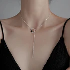 Модное геометрическое круглое ожерелье-чокер с кисточками и фианитами Минималистичная цепочка до ключиц для женщин ювелирные изделия для свадьбы, дня рождения