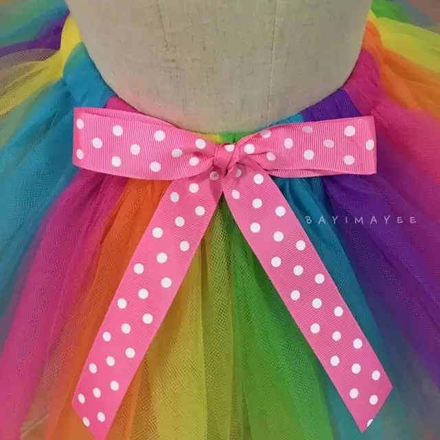 Фатиновые юбки для маленьких девочек балетные с бантом в горошек и цветочной