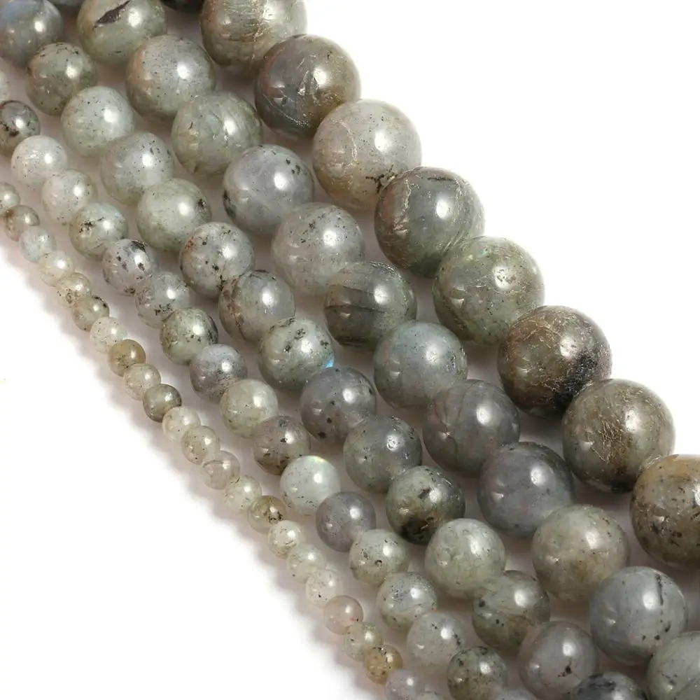 

Natural Semi Precious Stone Beads Grey Flash Labradorite DIY For Making Necklaces Bracelets Earrings Etc 4/6/8/10/12 mm 38cm