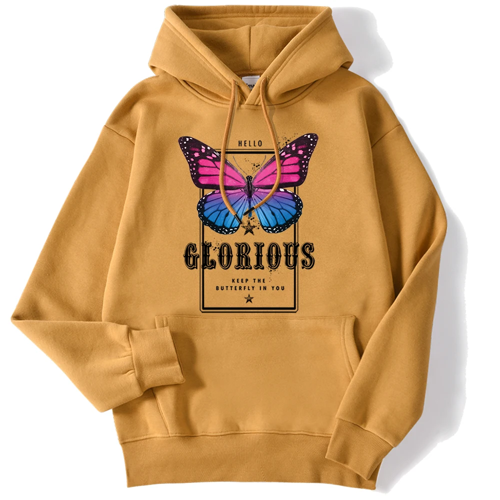

Funny Color Butterfly 2022 New Printing Hoodie Man Autumn Warm Menswear Pattern Pocket Clothing Cartoons Crewneck Hoody Male