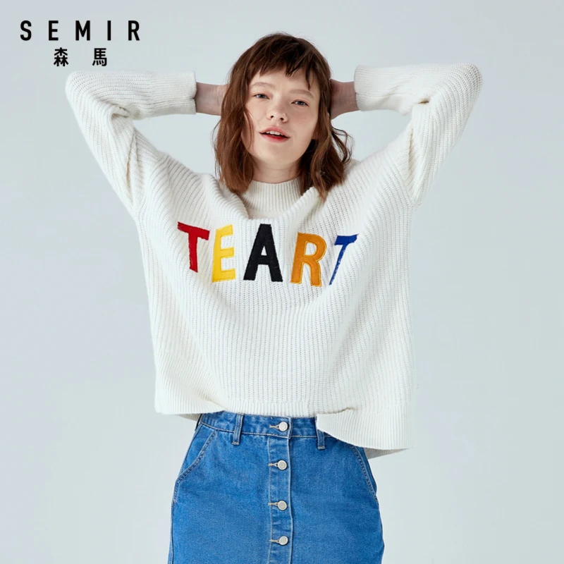 Женский Теплый свитер SEMIR новинка 2020 для студентов толстый вязаный с круглым