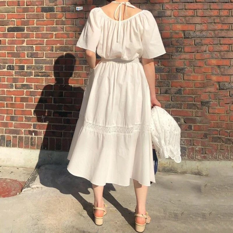 Ins/Корейский Элегантный светильник свободное кружевное платье большого размера |