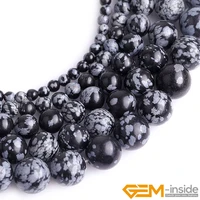 natural stone round snowflake obsidian beads for jewelry making strand 15 diy bead for necklace jewelry making 6mm 8mm 10mm 12m