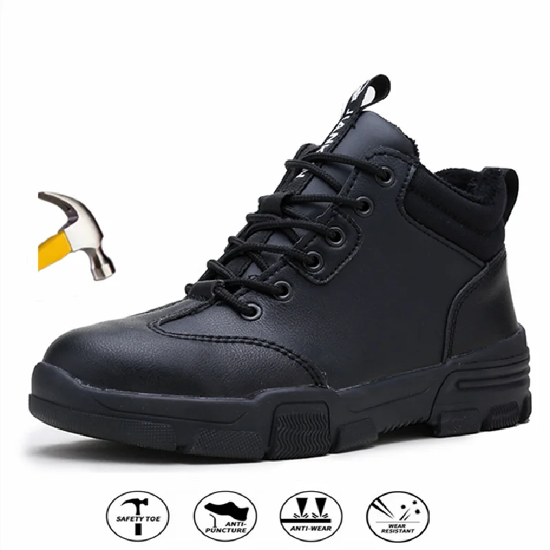 Construction Work Safety Boots Winter Waterproof Steel Toe Shoes Men Anti-smash Anti-puncture Indestructible | Обувь