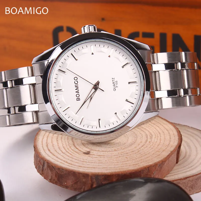 Мужские кварцевые часы BOAMIGO модные деловые спортивные черные наручные из