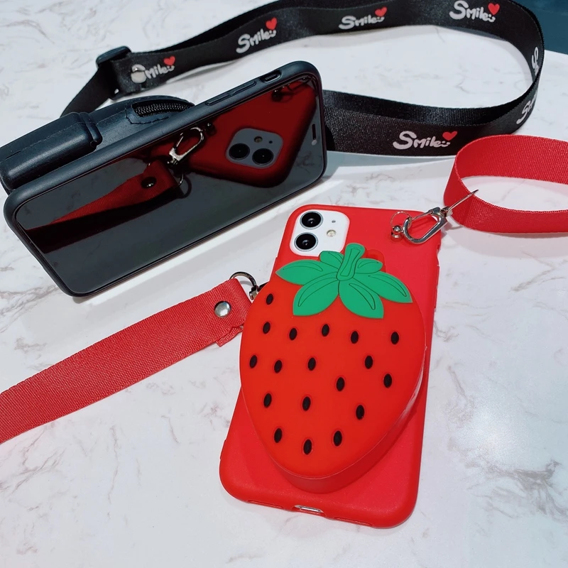 cute 3d cartoon panda wallet bag case for xiaomi poco x3 nfc f3 x2 poco m3 m2 f2 pro c3 soft silicone lanyard phone cases free global shipping