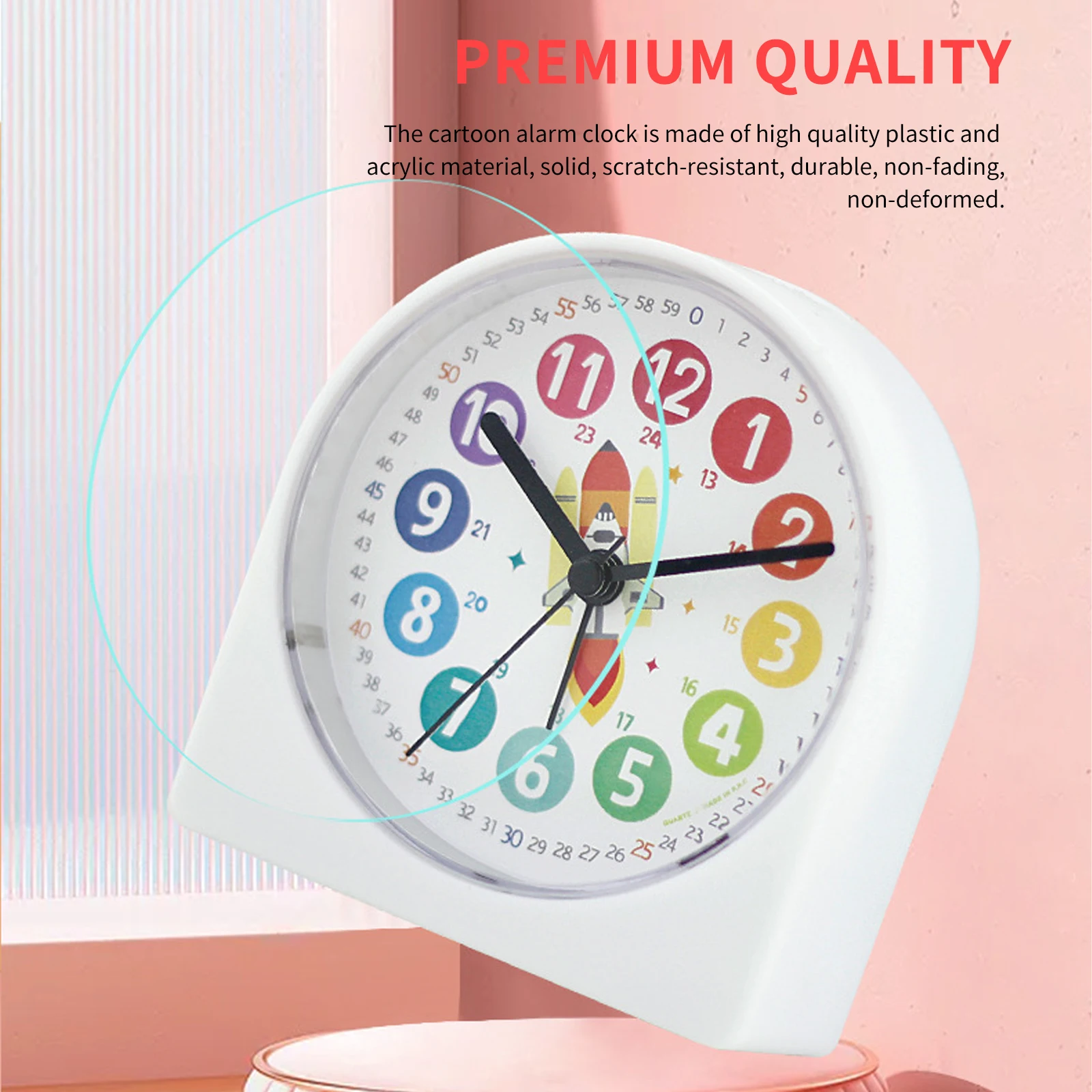 Креативный детский мультяшный будильник на батарейках беззвучный металлический