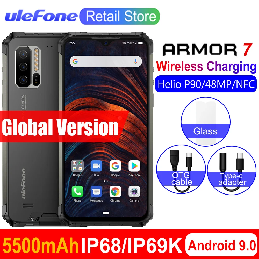 Ulefone Armor 7 IP68/IP69K водонепроницаемый восьмиядерный смартфон Helio P90 8GB + 128GB 48MP 4G