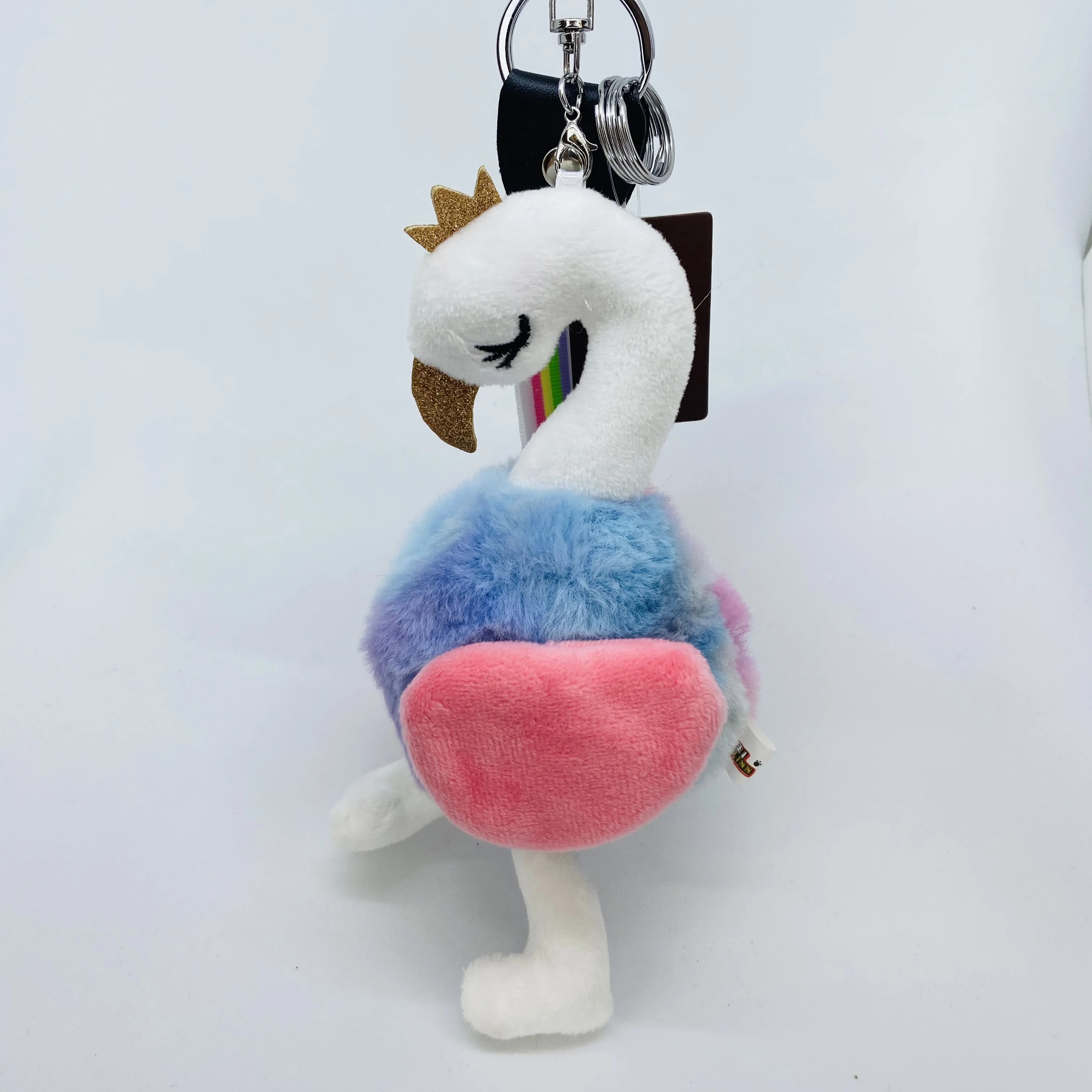 

18cm Colorful Crown Swan Animals Pendant Keychain Sole Backpack Bag Soft Decoration Doll Kids Plush Toy Gift Keyring