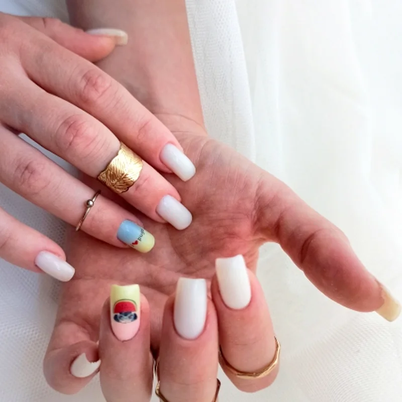 

1 PC Cartoon Animal Adhesive 3D Nail Sticker Cow/Duck/Dog Almond Nail Art Cute Butterfly Decorations Designs Tool T1067