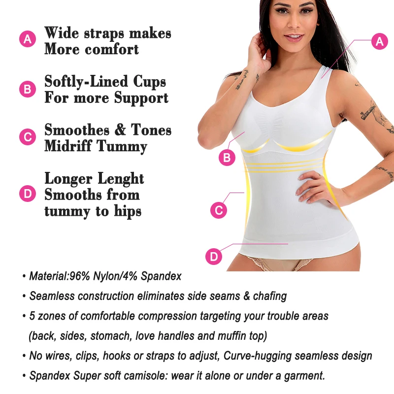 Cami Shaper Slim Up Lift размера плюс бюстгальтер Cami майка Топ для женщин Корректирующее белье съемное Корректирующее белье жилет для похудения корсет Корректирующее белье