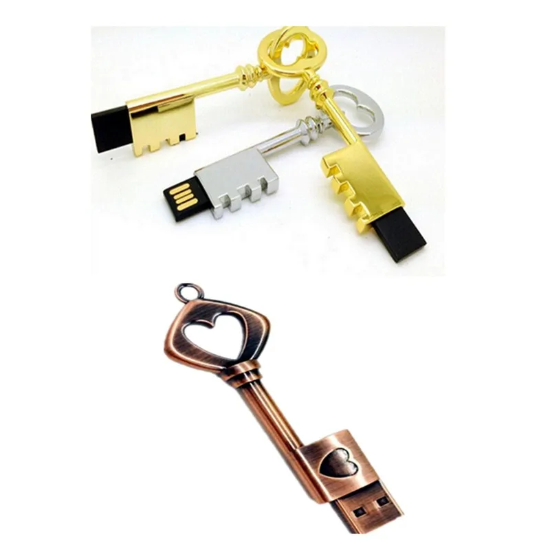 Usb флеш накопитель Творческий Медь Love Heart Shaped ГБ 4 8 16 32 64G 128G Pendrive Memory Flash Stick 256 U