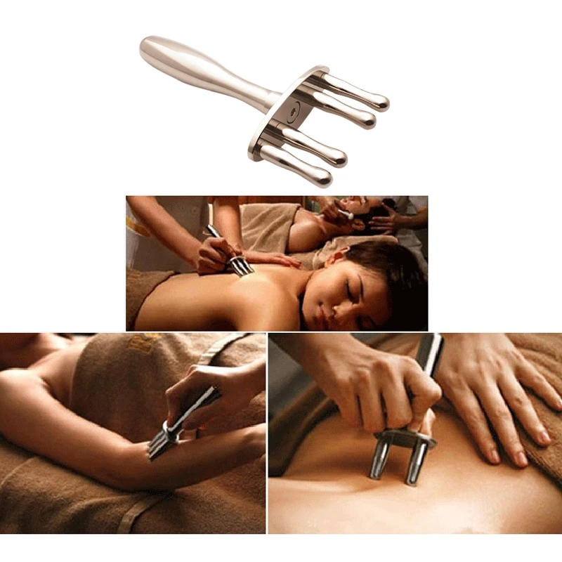 

4 Head Lymphatic Acid Drainage Magnetotherapy Pen Magnetic Fork Meridian Points Massage Magnetotherapy Massage Stick