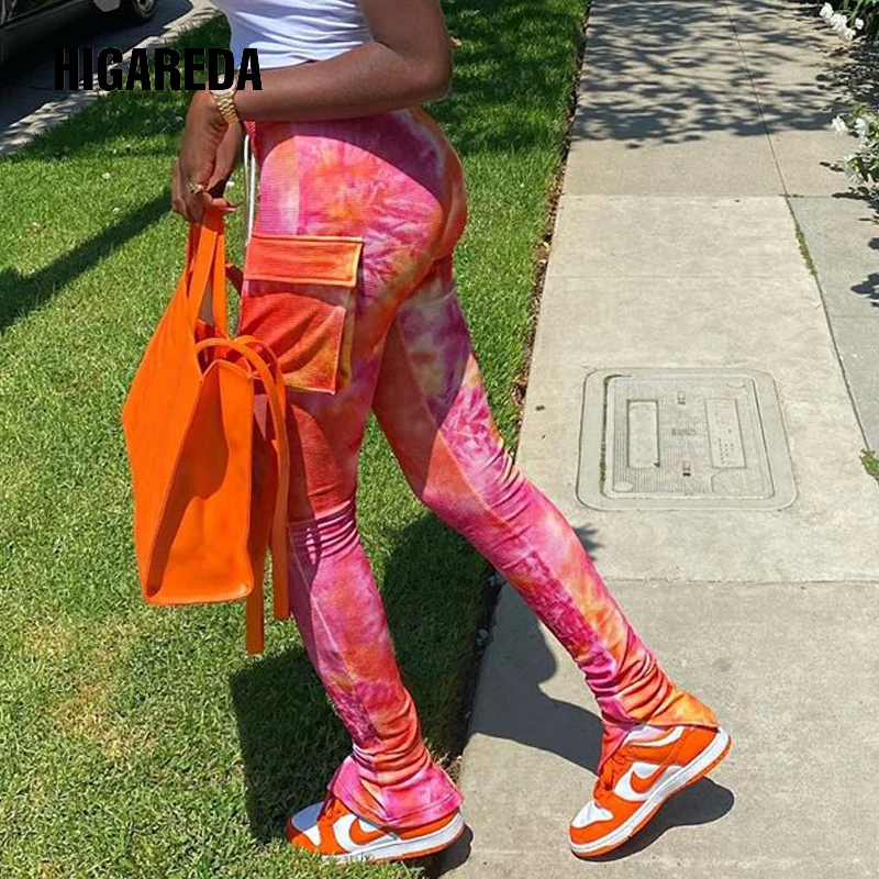 

Женские лоскутные леггинсы с высокой талией и принтом в виде галстука-красителя на осень и зиму 2020