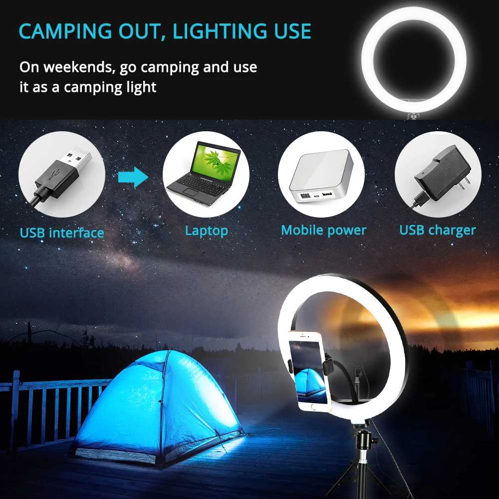 LED Ring Light Photographic Lighting Selfie Ring Lamp light With Tripod for Phone Youtube Tik Tok Studio Makeup Live Streaming
