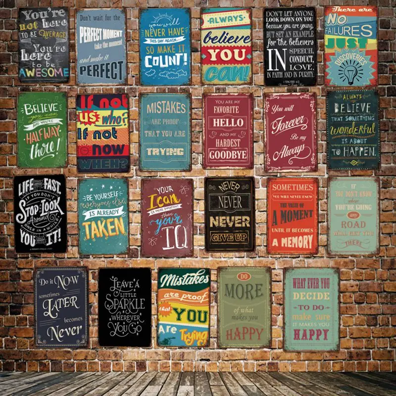 [Mike86 ]LIFE FAST NEVER GIVE UP etal Sign Poster Vintage Hotel Pub Настенная картина украшение стикер