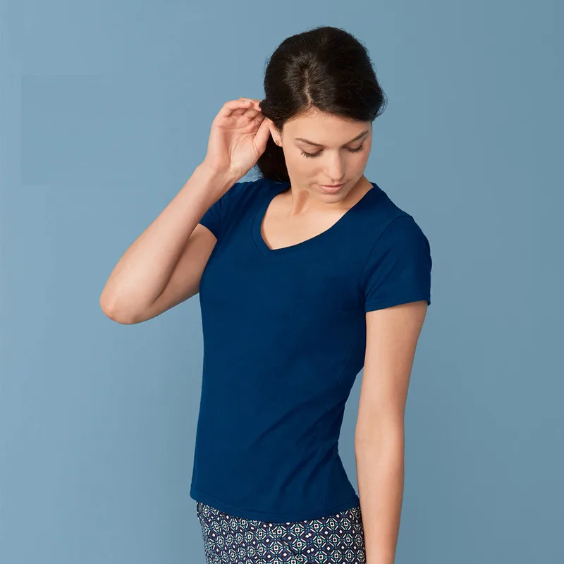 

MRMT 2022 Brand New Women's T Shirt Pure Cotton V Collar Pure Color Short-sleeved T-shirt for Female Female Tops Tshirt