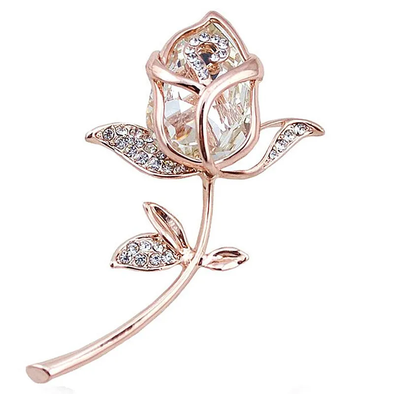 

Romantic Creative Alloy Brooches Fashion Clothes Decoration Rose Flower White Red Blue Brooches